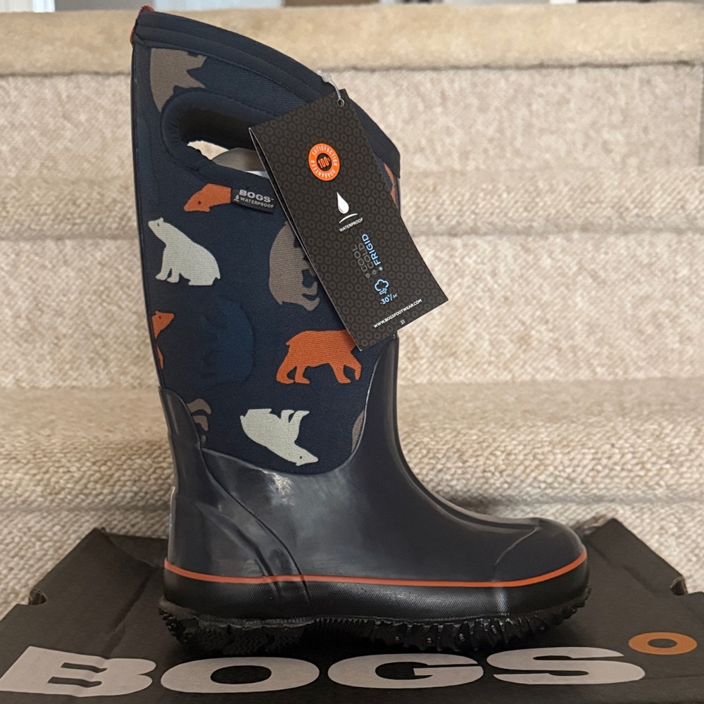 Bogs Kids' Navy and Orange Animal Print Snow/All Weather Boots - Boys
